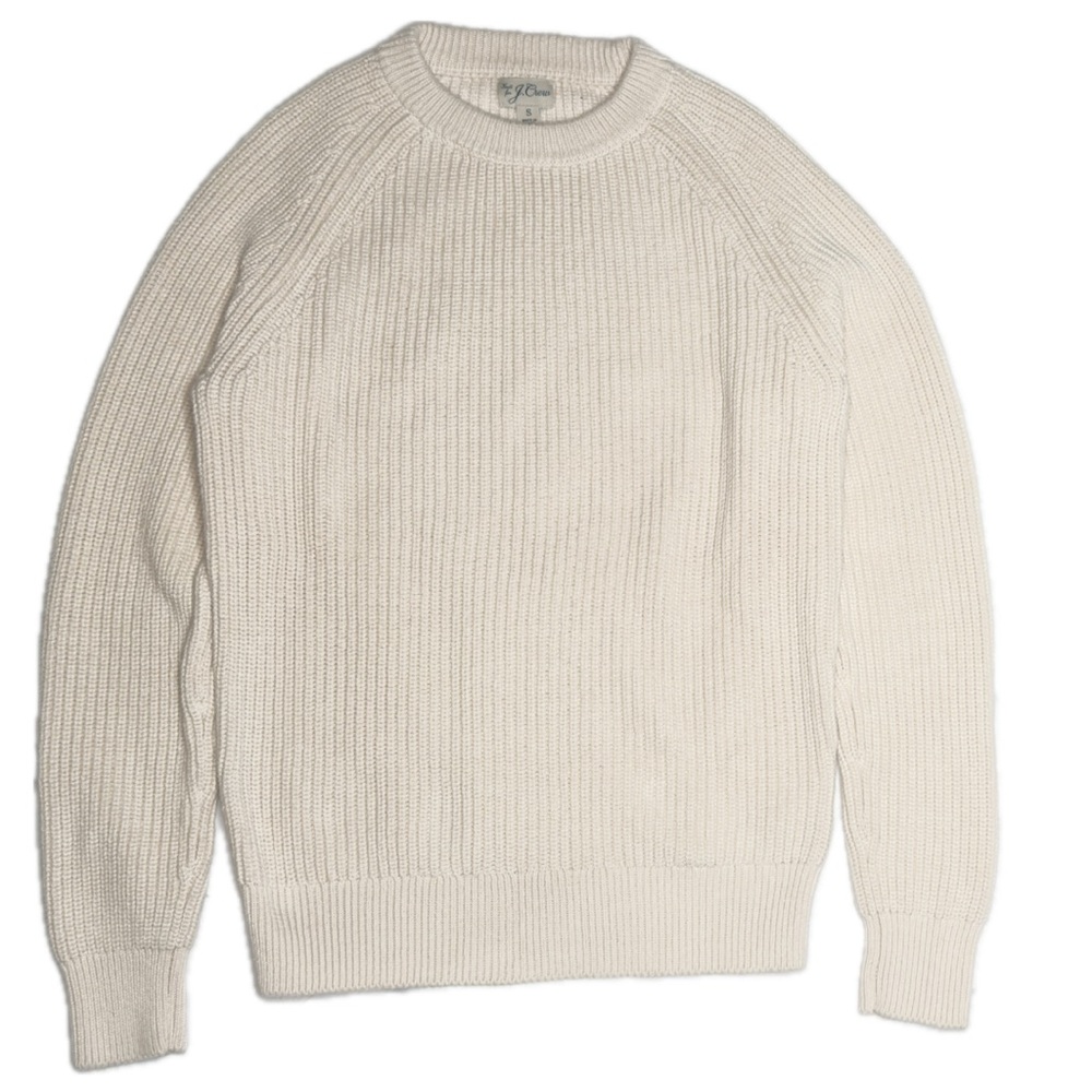 J. Crew Ivory Crew Neck Shaker Sweater Small